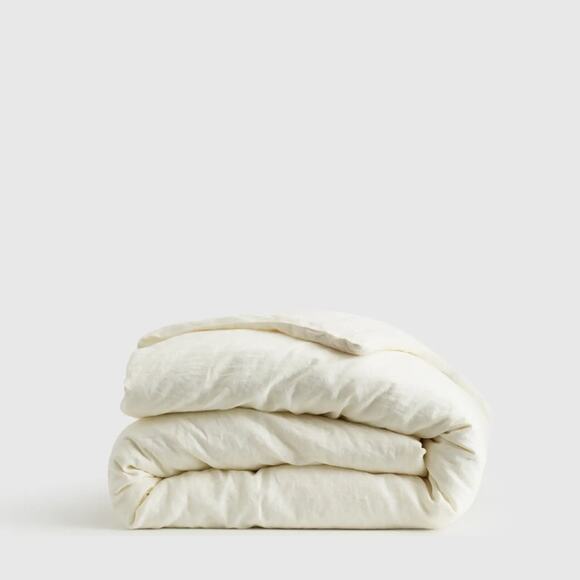 Quince European Linen Duvet Cover Ivory Size Queen/Full - Picture 1 of 7